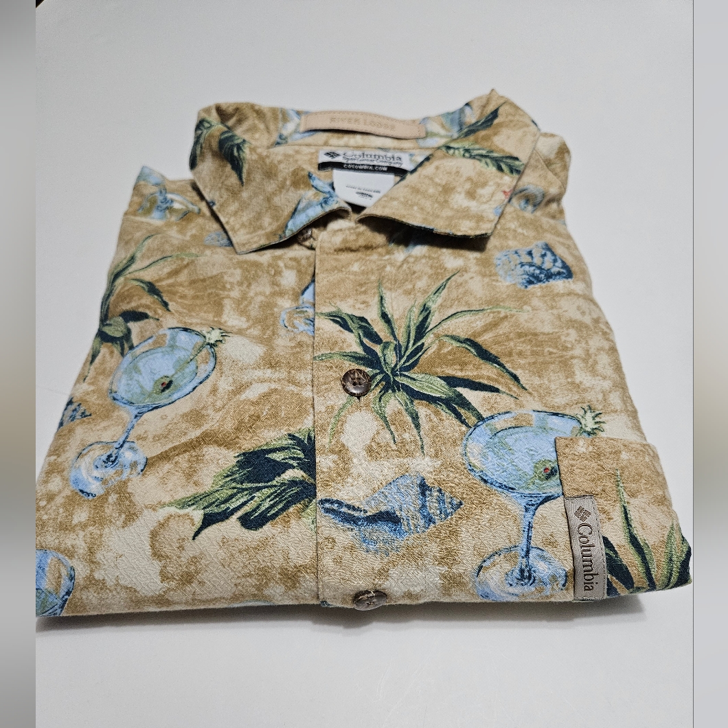 Columbia Sportswear Co River Lodge Men's Party Button Down Shirt Size Xxl #M-116
